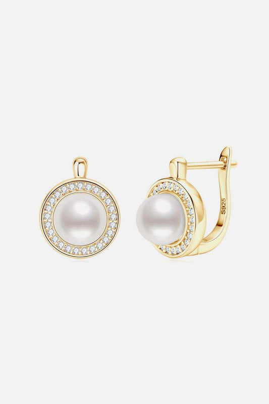 Moissanite Pearl 925 Sterling Silver Earrings - Trendsi - Flyclothing LLC