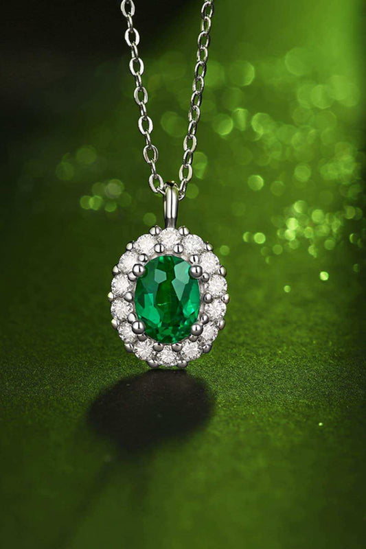 1.5 Carat Lab-Grown Emerald 925 Sterling Silver Necklace - Trendsi - Flyclothing LLC