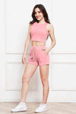 Round Neck Tank and Drawstring Shorts Set - Trendsi - Flyclothing LLC