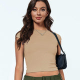 Round Neck Backless Short Sleeve Tee - Trendsi - Flyclothing LLC