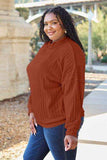 Basic Bae Full Size Ribbed Exposed Seam Mock Neck Knit Top - Trendsi - Flyclothing LLC