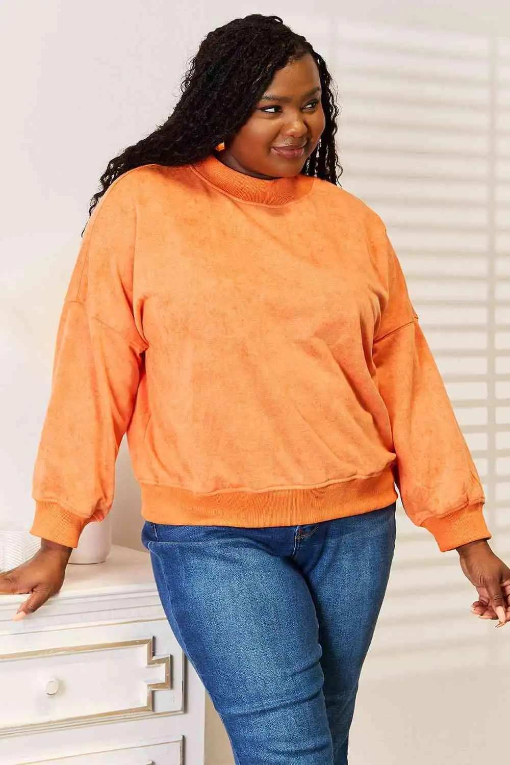 Basic Bae Round Neck Dropped Shoulder Sweatshirt - Trendsi - Flyclothing LLC