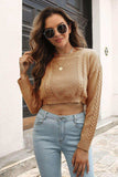 Cropped Round Neck Dropped Shoulder Pullover Sweater - Trendsi - Flyclothing LLC