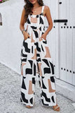 Printed Wide Strap Jumpsuit with Pockets - Trendsi - Flyclothing LLC