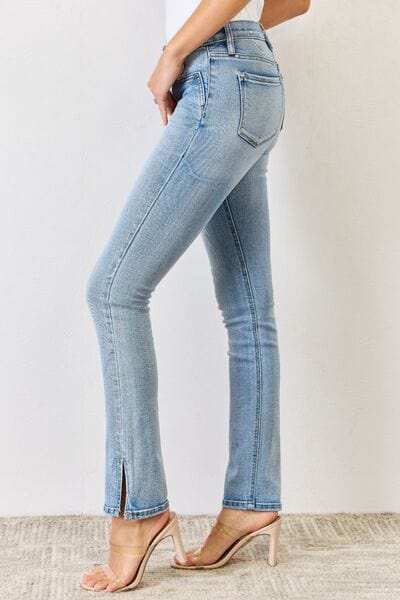 Kancan Full Size Mid Rise Y2K Slit Bootcut Jeans - Trendsi - Flyclothing LLC