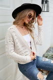 Open Front Cuffed Cropped Cardigan - Trendsi - Flyclothing LLC