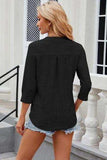 Eyelet Notched Knit Jacquard Top - Trendsi - Flyclothing LLC