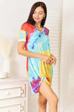 Double Take Tie-Dye V-Neck Twisted Dress - Trendsi - Flyclothing LLC
