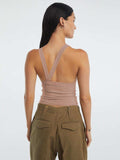 Halter Neck Ribbed Cropped Top - Trendsi - Flyclothing LLC
