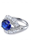 Platinum-Plated Lab-Grown Sapphire Ring - Trendsi - Flyclothing LLC