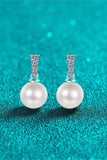 Moissanite Pearl Drop Earrings - Trendsi - Flyclothing LLC