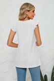 Smocked Round Neck Eyelet Top - Trendsi - Flyclothing LLC