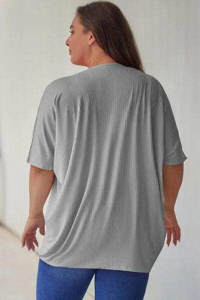 Plus Size Ribbed Cocoon Cover Up - Trendsi - Flyclothing LLC
