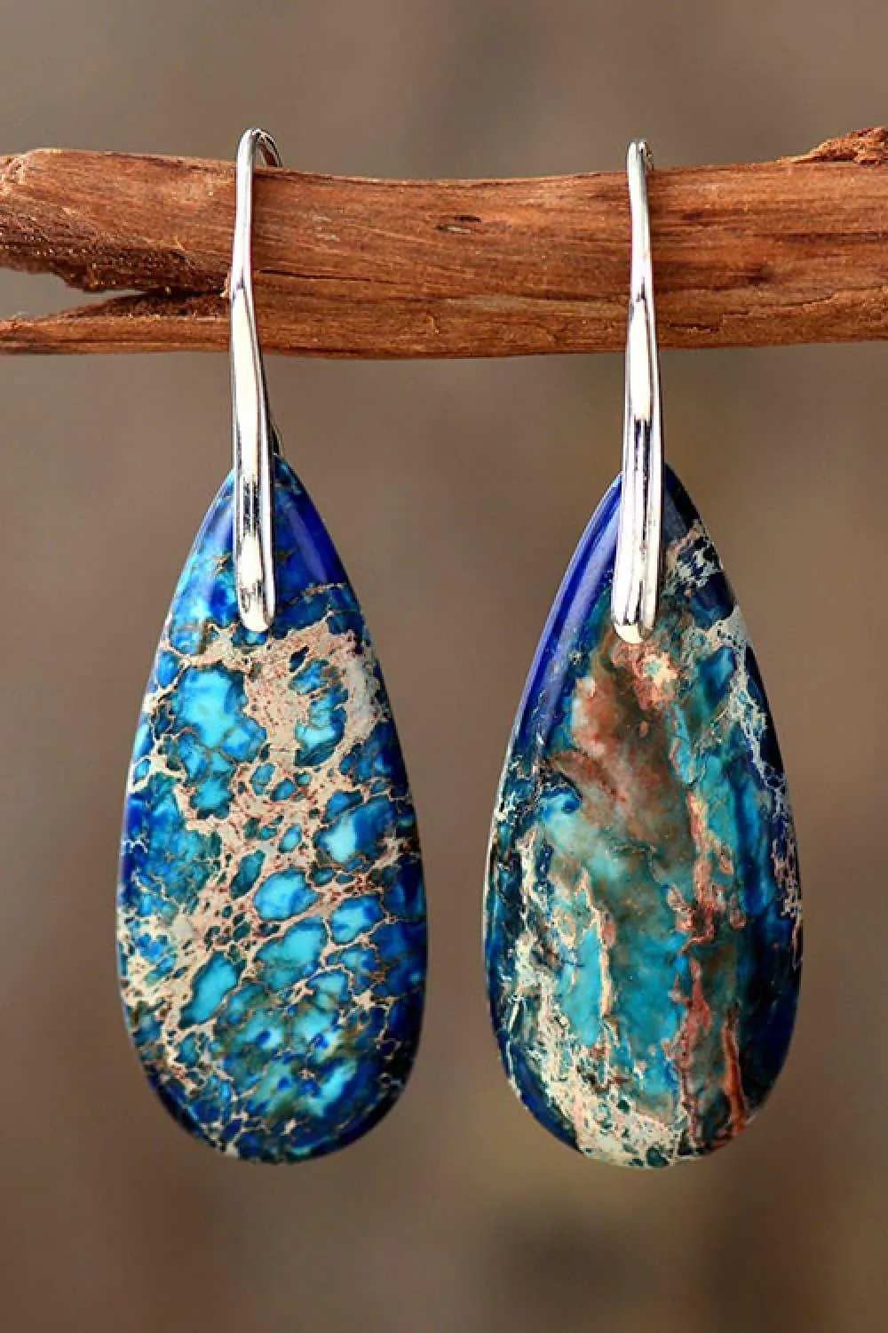Handmade Teardrop Shape Natural Stone Dangle Earrings - Trendsi - Flyclothing LLC