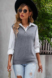 Quarter-Zip Ribbed Sweater Vest - Trendsi - Flyclothing LLC