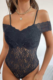 Lace Cold-Shoulder Bodysuit - Trendsi - Flyclothing LLC