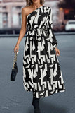 Printed One-Shoulder Tie Waist Dress - Trendsi - Flyclothing LLC
