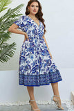 Floral Flounce Sleeve Surplice Dress - Trendsi - Flyclothing LLC