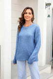 Round Neck Ribbed Long Sleeve Sweater - Trendsi - Flyclothing LLC