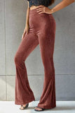 Ribbed High Waist Flare Pants - Trendsi - Flyclothing LLC