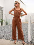 Round Neck Sleeveless Jumpsuit with Pockets - Trendsi - Flyclothing LLC