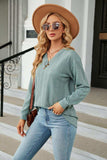 Decorative Button V-Neck Long Sleeve T-Shirt - Trendsi - Flyclothing LLC