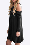 Cold-Shoulder Long Sleeve Round Neck Dress - Trendsi - Flyclothing LLC