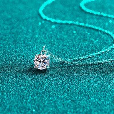 1 Carat Moissanite 925 Sterling Silver Necklace - Trendsi - Flyclothing LLC