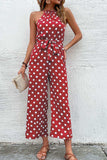 Polka Dot Grecian Wide Leg Jumpsuit - Trendsi - Flyclothing LLC