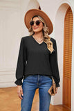 V-Neck Flounce Sleeve Blouse - Trendsi - Flyclothing LLC