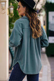 Button Up Collared Neck Long Sleeve Jacket - Trendsi - Flyclothing LLC