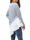 Tiered Contrast Round Neck Long Sleeve T-Shirt - Trendsi - Flyclothing LLC