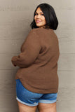 Zenana Breezy Days Plus Size High Low Waffle Knit Sweater - Trendsi - Flyclothing LLC