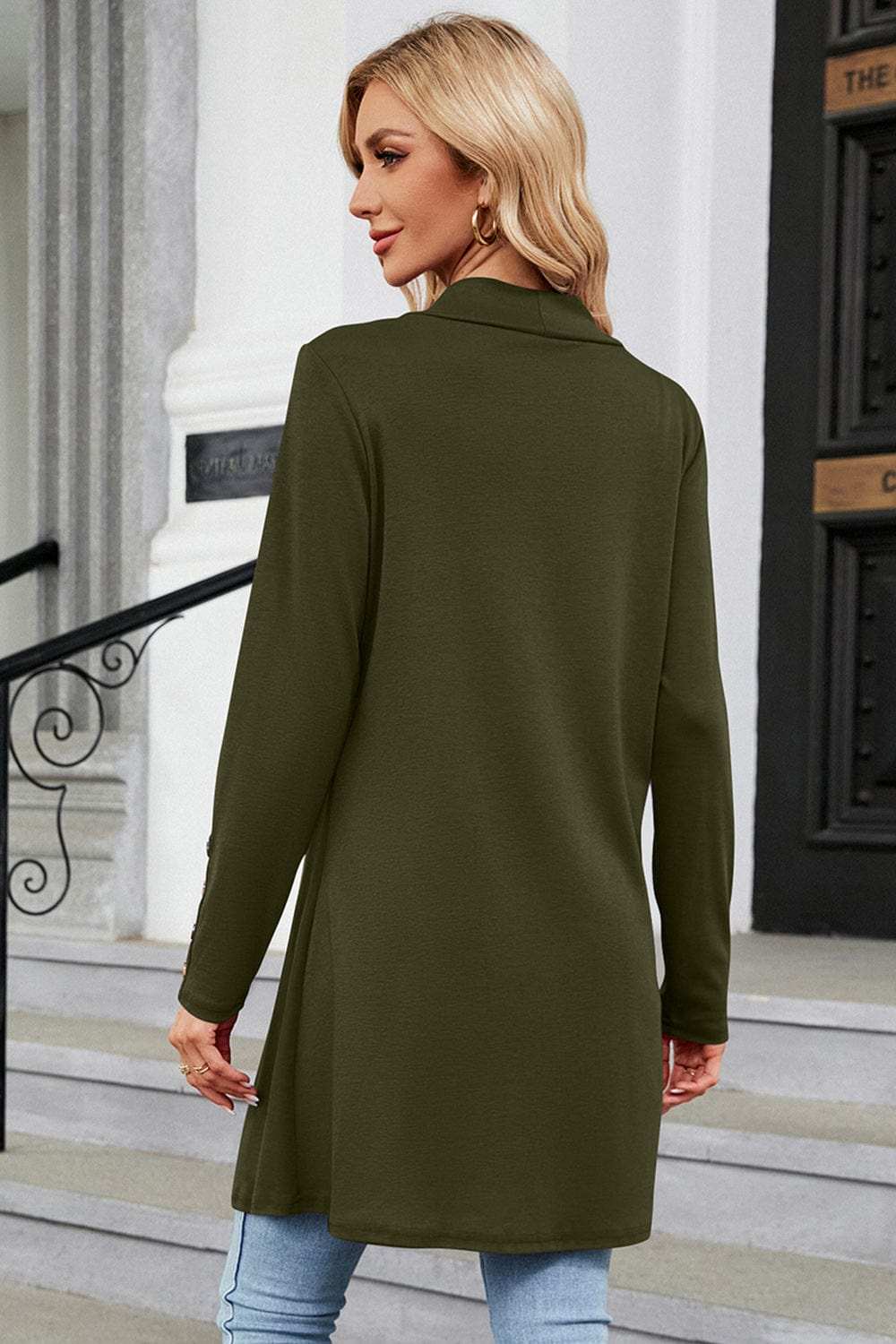 Open Front Long Sleeve Cardigan - Trendsi - Flyclothing LLC