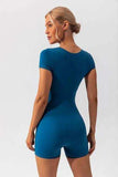Square Neck Cap Sleeve Active Romper - Trendsi - Flyclothing LLC