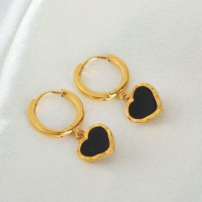 18K Gold-Plated Heart Drop Earrings - Trendsi - Flyclothing LLC