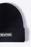 NEWYORK Patch Rib-Knit Cuffed Beanie - Trendsi - Flyclothing LLC