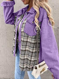 Plaid Button Up Dropped Shoulder Jacket - Trendsi - Flyclothing LLC