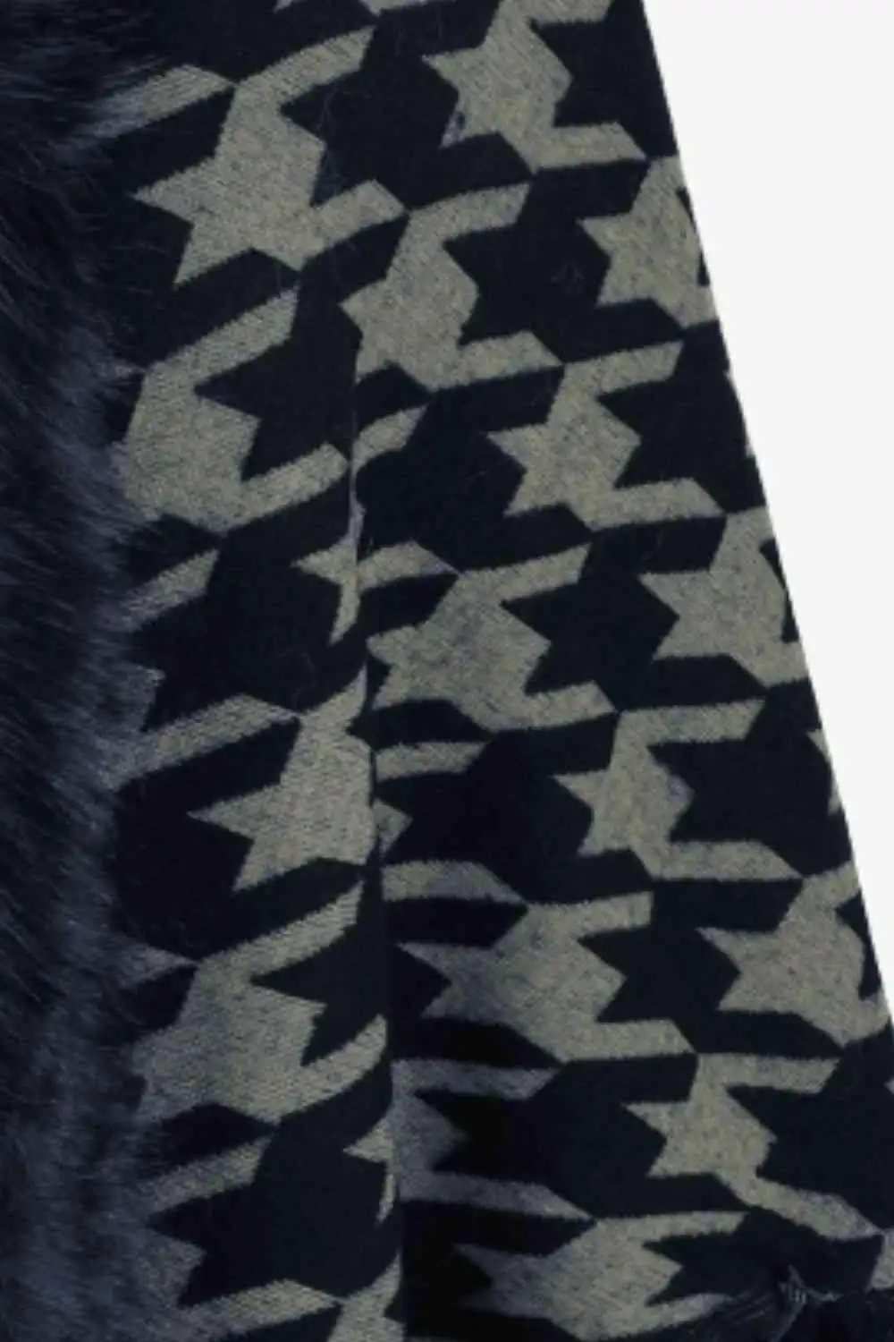 Houndstooth Fringe Hem Poncho - Trendsi - Flyclothing LLC