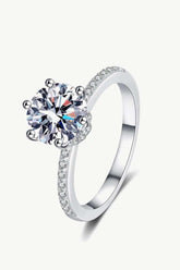 925 Sterling Silver 2 Carat Moissanite Ring - Trendsi - Flyclothing LLC