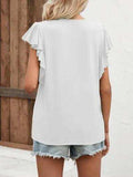 Notched Cap Sleeve T-Shirt - Trendsi - Flyclothing LLC