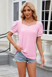 Eyelet Short Sleeve T-Shirt - Trendsi - Flyclothing LLC