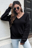 V-Neck Drop Shoulder Sweater - Trendsi - Flyclothing LLC