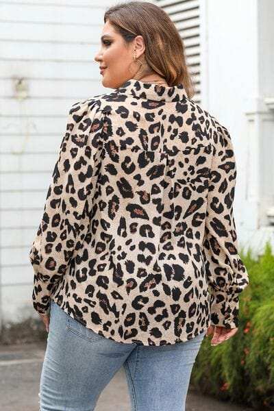 Plus Size Printed Long Sleeve Shirt - Trendsi - Flyclothing LLC