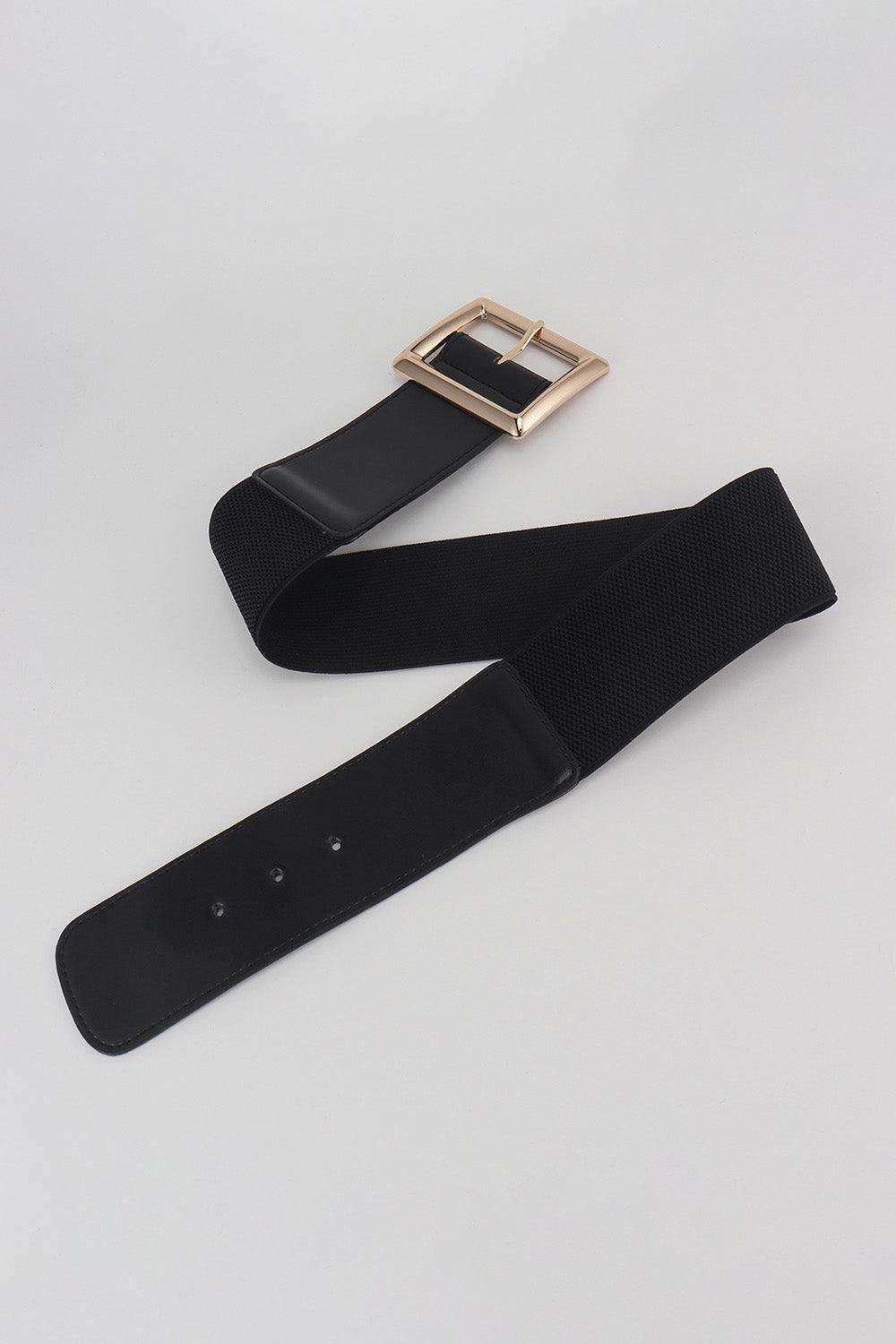 Rectangle Buckle Elastic Wide Belt - Trendsi - Flyclothing LLC
