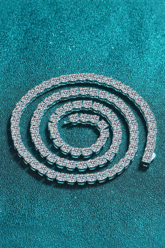 Moissanite Rhodium-Plated Necklace - Trendsi - Flyclothing LLC
