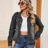 Washed Denim Jacket - Trendsi - Flyclothing LLC