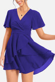 Surplice Neck Flutter Sleeve Dress - Trendsi - Flyclothing LLC