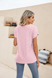 Eyelet Petal Sleeve V-Neck Knit Top - Trendsi - Flyclothing LLC
