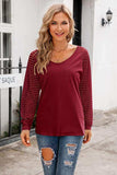 V-Neck Long Raglan Sleeve Top - Trendsi - Flyclothing LLC